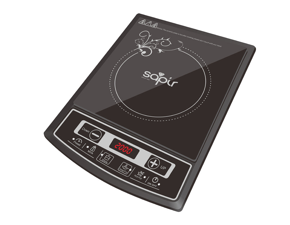 Индукционен котлон SAPIR SP 1445 LG, 2000W, LED екран, 4 функции, 8 степени, Черен