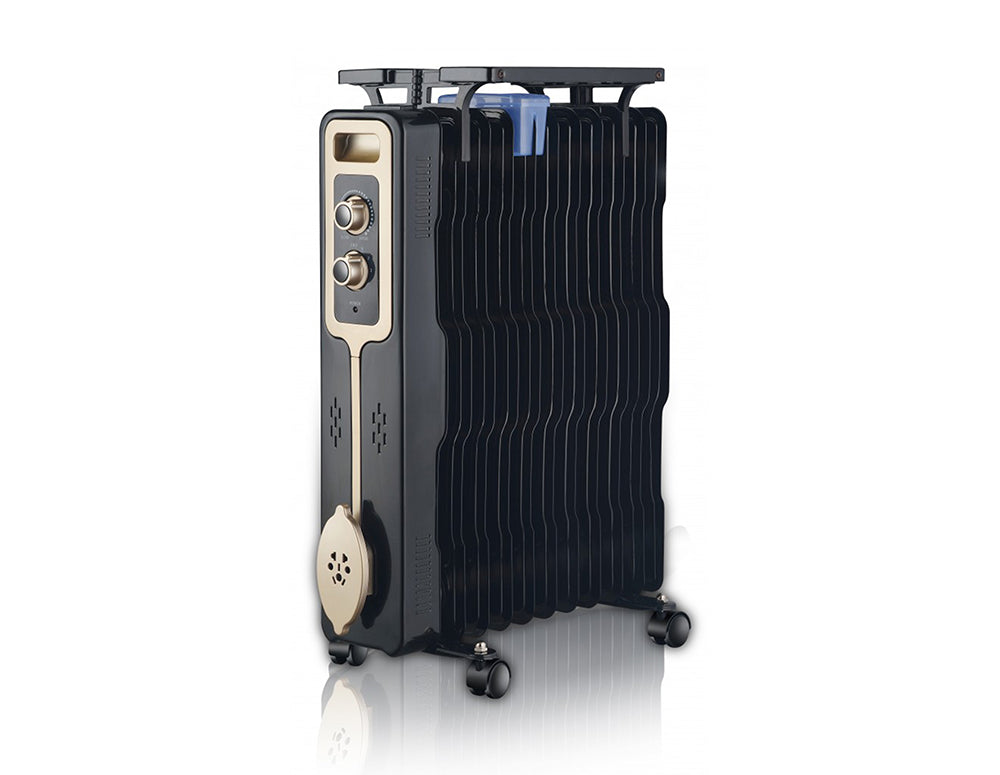 Радиатор ZEPHYR ZP 1971 G11, 2500W, 11 ребра, 3 степени, Поставка за дрехи, Регулируем термостат, Черен