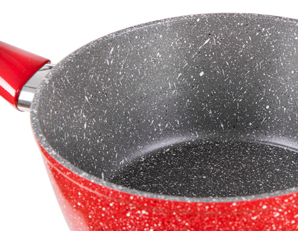 Касерола с капак ZEPHYR Red Passion ZP 4421 E18, 1.6 литра, 18х8 см, Мраморно покритие, Индукция, Червен