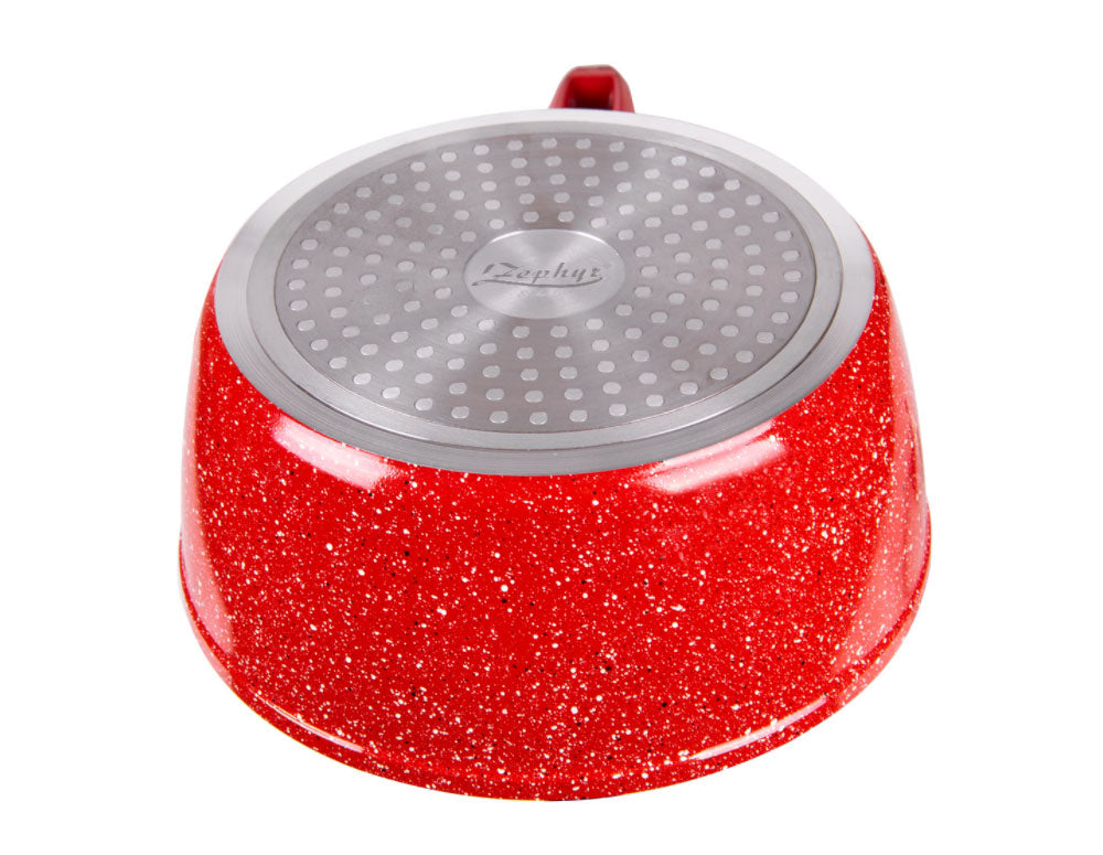 Касерола с капак ZEPHYR Red Passion ZP 4421 E18, 1.6 литра, 18х8 см, Мраморно покритие, Индукция, Червен