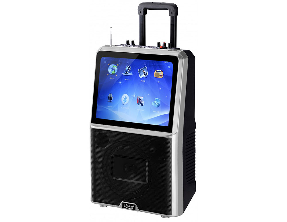 Караоке тонколона ZEPHYR ZP 9999 E, 15" цветен LED дисплей, Bluetooth, MP3, 2 бр. безжични микрофона, Черен