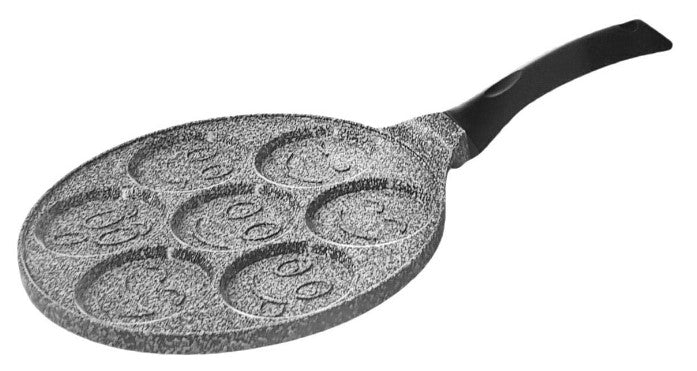 Тиган за палачинки с личица ZILNER ZL 2410, 26 см, 7 различни форми, Мраморно покритие, Черен