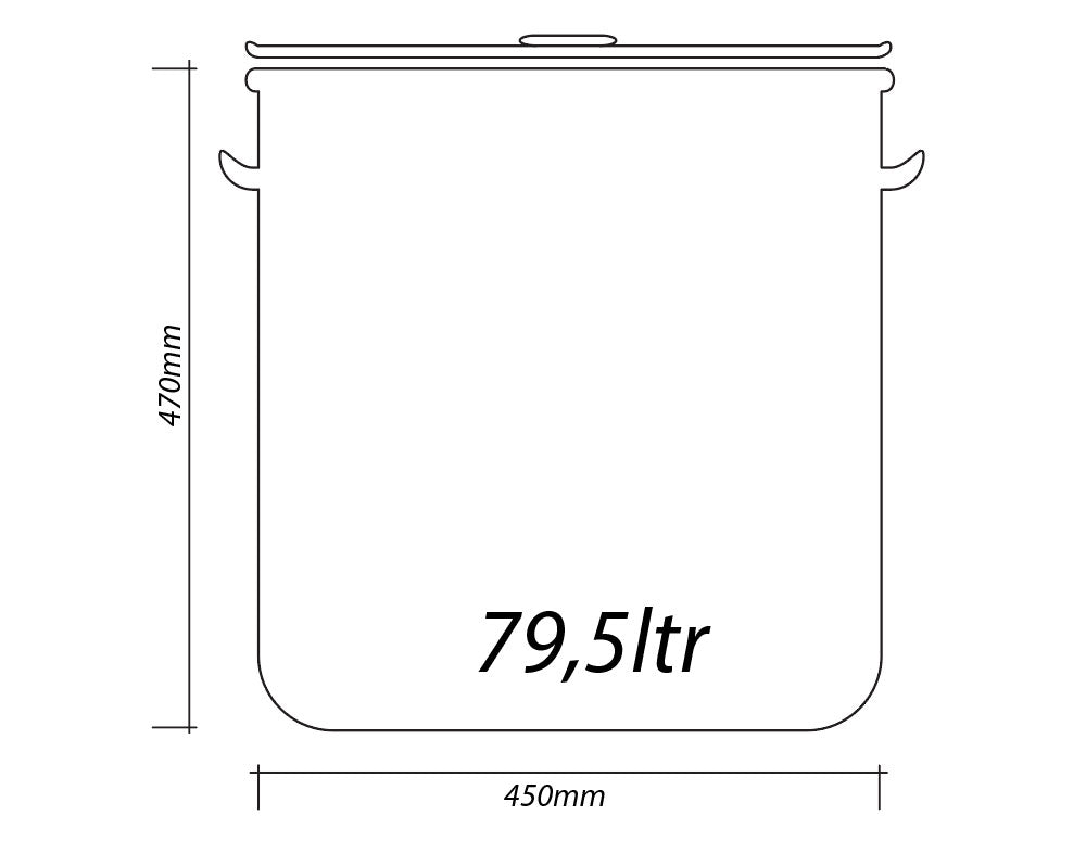 Казан с капак SAPIR SP 1211 B45, 79.5 литра, 45x47см, Инокс