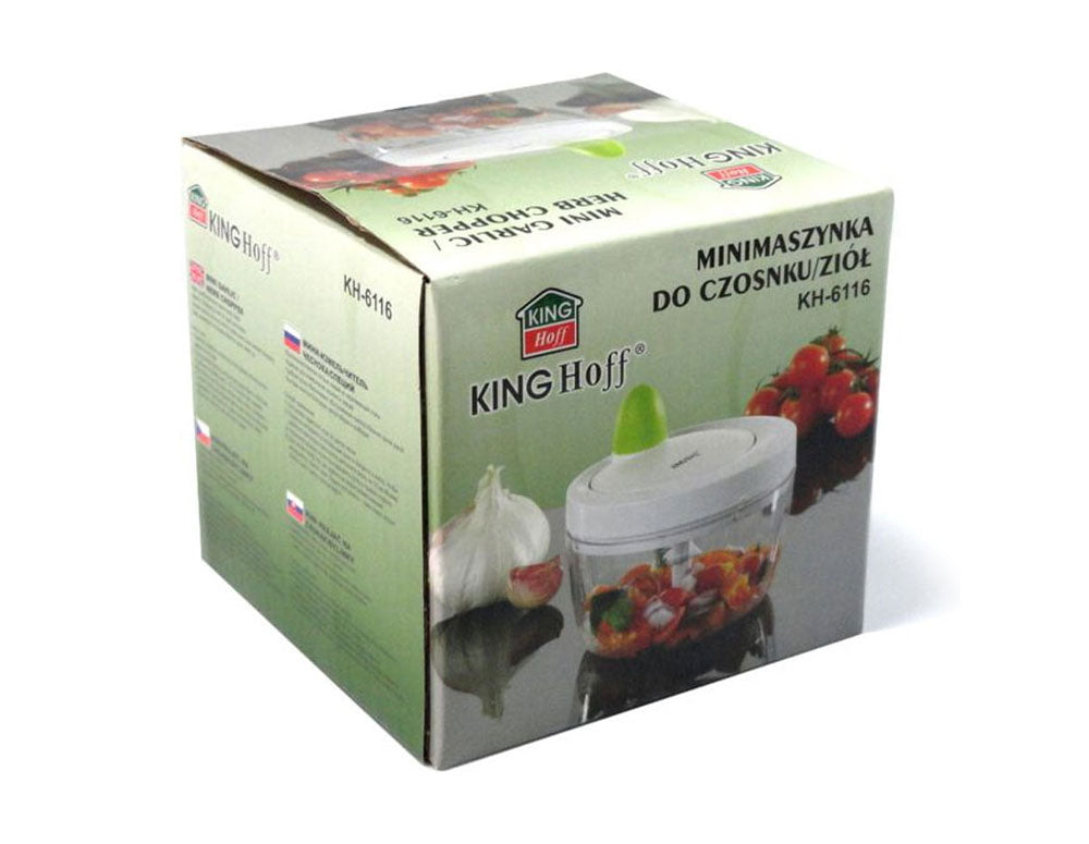 Мини ръчен чопър KingHoff KH 6116, Острие от неръждаема стомана, Бял/зелен