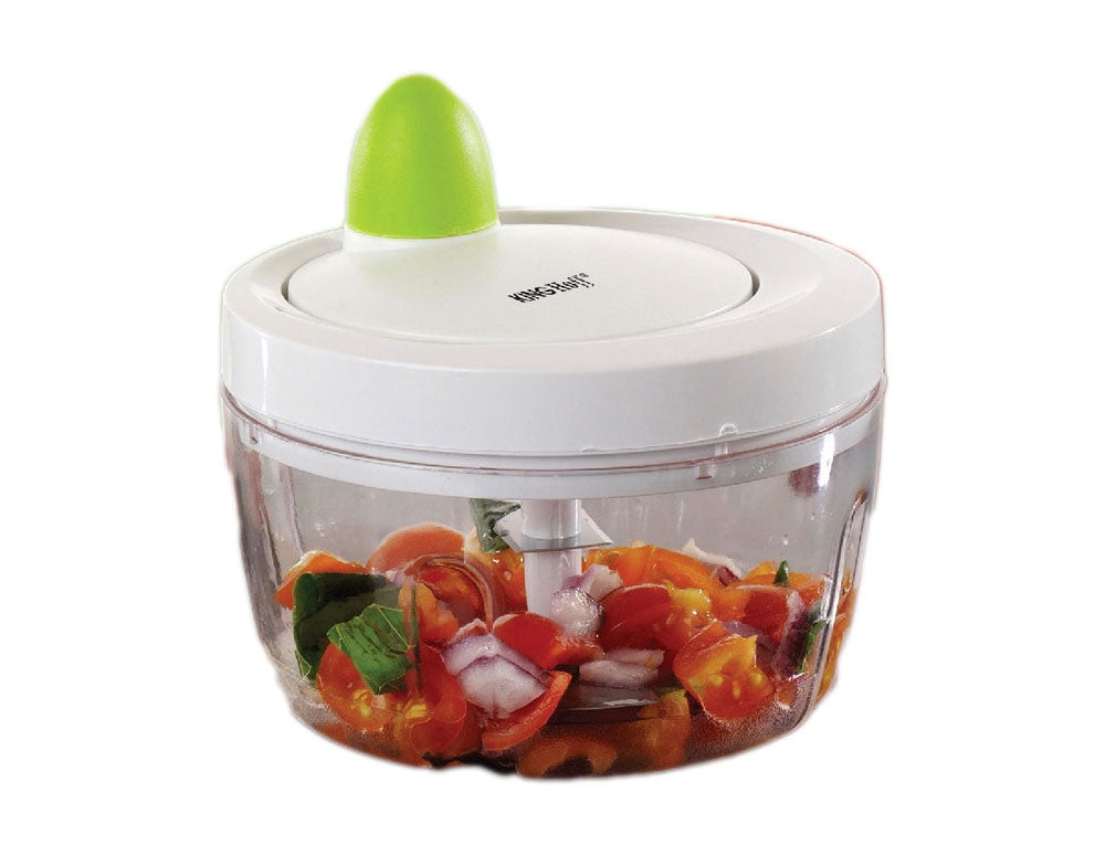 Мини ръчен чопър KingHoff KH 6116, Острие от неръждаема стомана, Бял/зелен