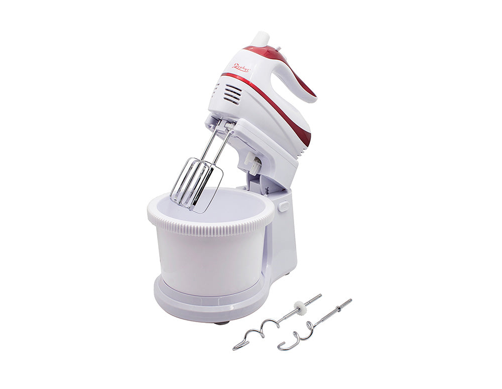 Миксер с купа 2в1 ZEPHYR ZP 1115 A, 500W, 5 скорости + Турбо, 2x2 бъркалки, Бял/червен