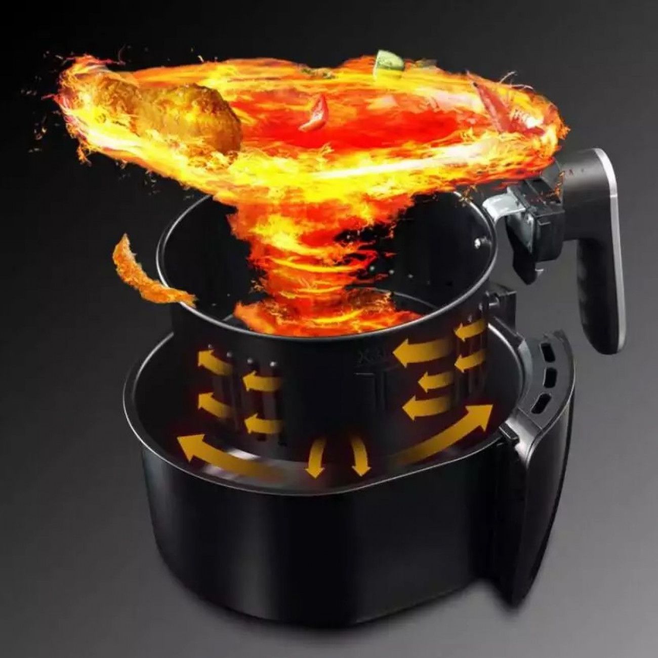 Фритюрник с горещ въздух ZEPHYR ZP 1980 AH , 1600W, 3.2 литра, Дигитален, Таймер, Черен