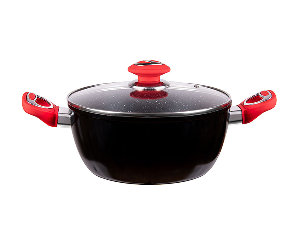 Тенджера с капак ZEPHYR ZP 4418 F20C, 2.1 литра, 20х9 см, Мраморно покритие, Индукция, Черен