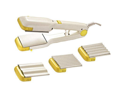 Prostownica do włosów z 4 rodzajami płytek SAPIR SP 1101 AI, 20W, Biało-żółty 