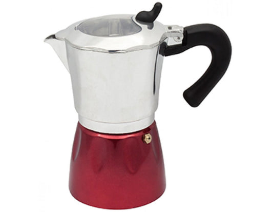Kubański ekspres do kawy ZEPHYR ZP 1173 J6, 6 filiżanek, ~360 ml, zawór bezpieczeństwa, czerwono-srebrny
