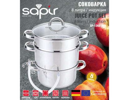 Sokowirówka SAPIR SP 1260 A26, 8 litrów, Książka kucharska, Stal nierdzewna