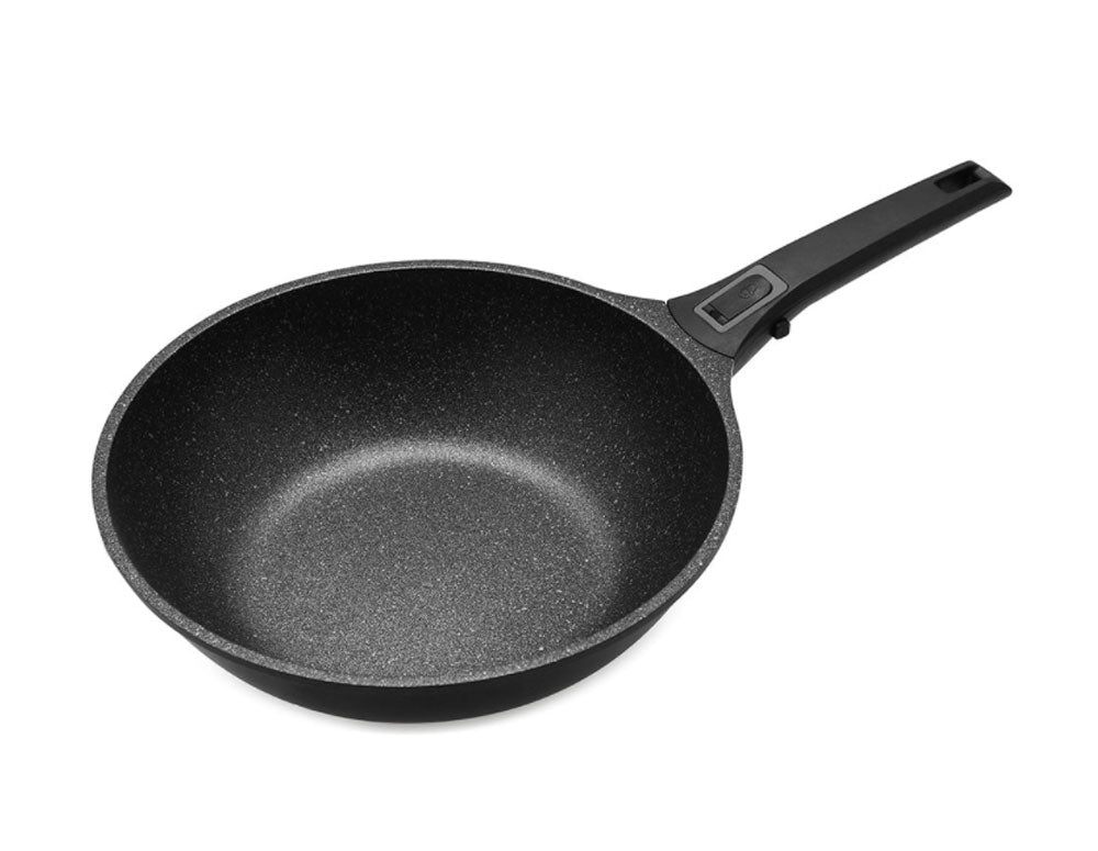 Patelnia wok z pokrywką i zdejmowanym uchwytem ZEPHYR ZP 4320 28NC, 28x8 cm, Powłoka marmurowa, Indukcja, Czarny