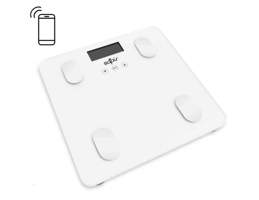 Cyfrowy analizator wagowy SAPIR SP 1650 AB, 180 kg, Pomiar masy mięśniowej, tłuszczu, wody, kości i BMI, biały