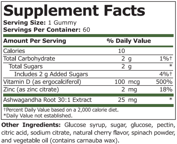 Pure Nutrition - ASHWAGANDHA COMPLEX CHERRY FLAVORED - 60 gummies