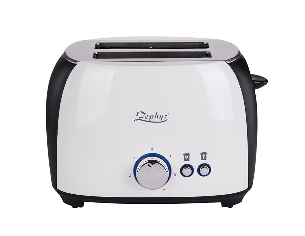 Тостер за хляб ZEPHYR ZP 1440 X, 800W, За 2 филийки, 7 степени на запичане, Бял/черен