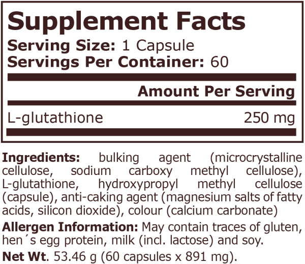 Pure Nutrition - Glutathione 250 mg - 60 капсули