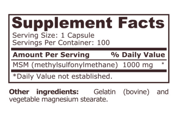 Pure Nutrition - MSM 1000 - 100 capsules