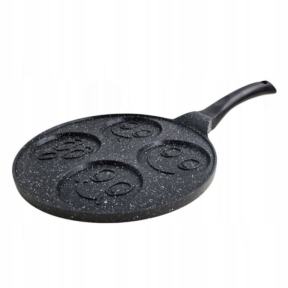 Тиган за палачинки с личица ZILNER ZL 2421, 26 см, 4 различни форми, Мраморно покритие, Черен