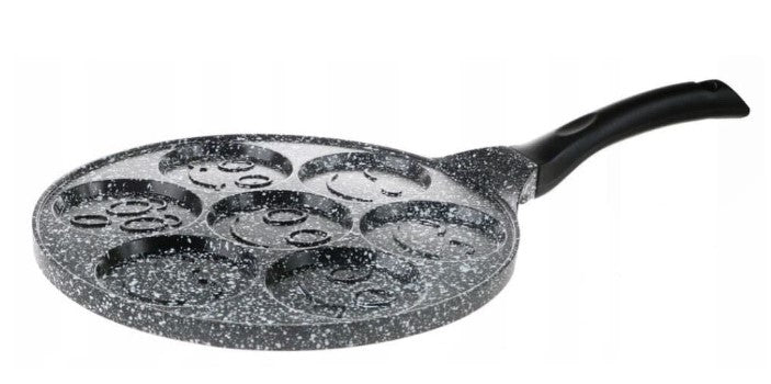 Тиган за палачинки с личица ZILNER ZL 2410, 26 см, 7 различни форми, Мраморно покритие, Черен