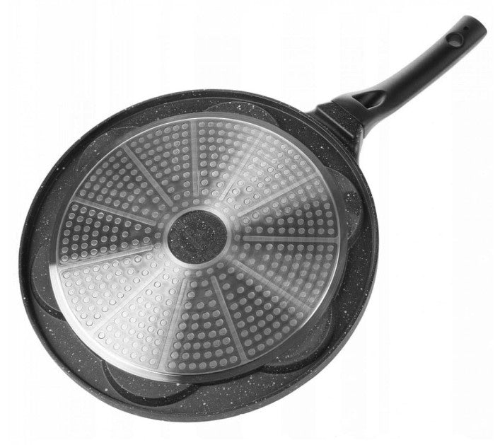 Тиган за палачинки с личица ZILNER ZL 2410, 26 см, 7 различни форми, Мраморно покритие, Черен