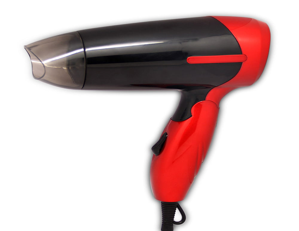 Suszarka do włosów ze składaną rączką SAPIR SP 1100 CM, 1200 W, 2 stopnie, koncentrator, czerwono-czarna 