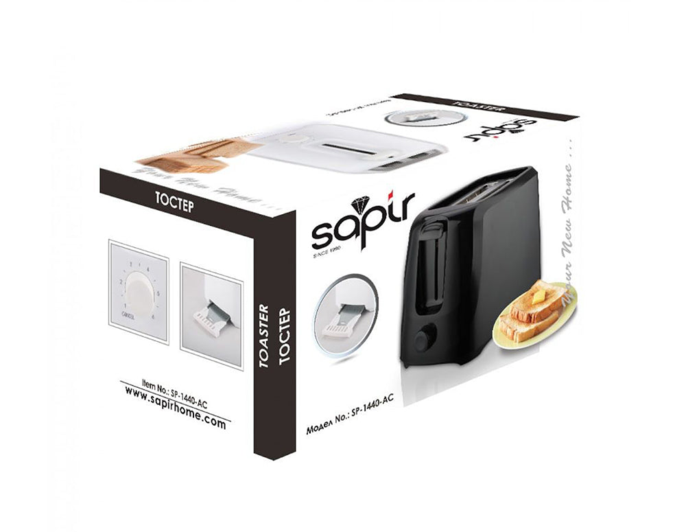 Toster do chleba SAPIR SP 1440 AC, 700W, na 2 kromki, 6 stopni przyrumienienia, czarny 